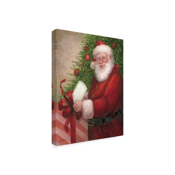 Mary Miller Veazie 'Santa With A Gift' Canvas Art,24x32